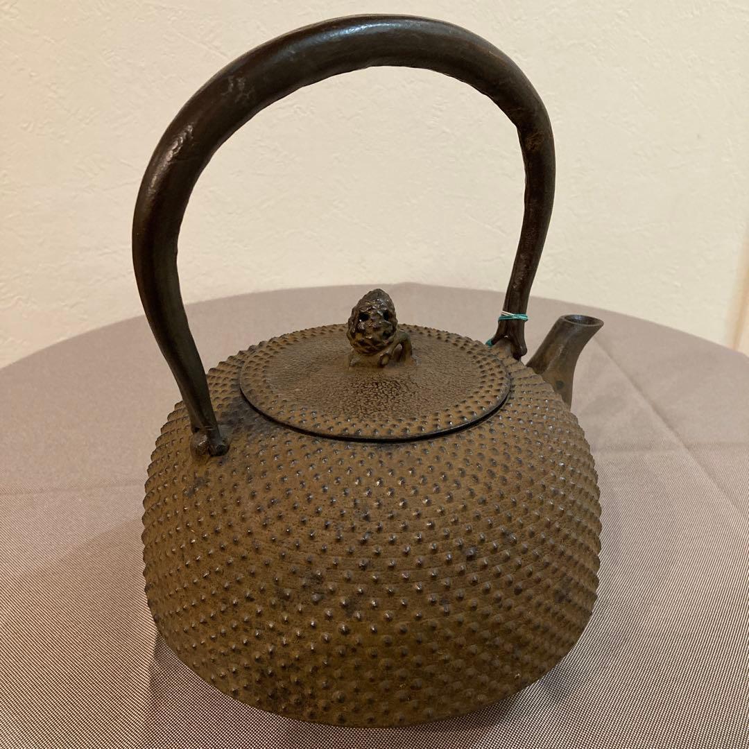 未使用　南部鉄瓶 成龍堂鋳造所・及川光正氏/齋峰作　 別製平南部型アラレ2.3L