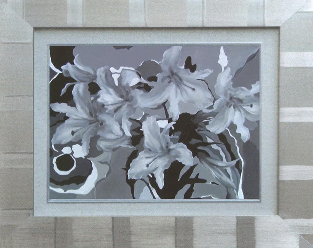 油絵 菅家令子 絵 絵画 インテリア 額付(黒) uF6-070101 花