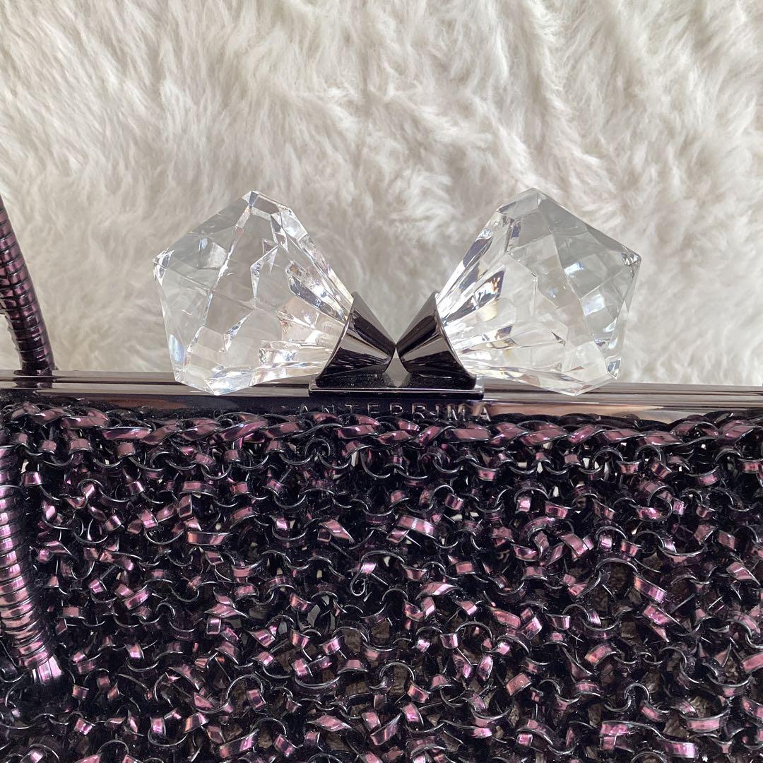 ANTEPRIMA ビーズ ハンドバッグ 　がま口　クリスタルリボン　ワイヤー