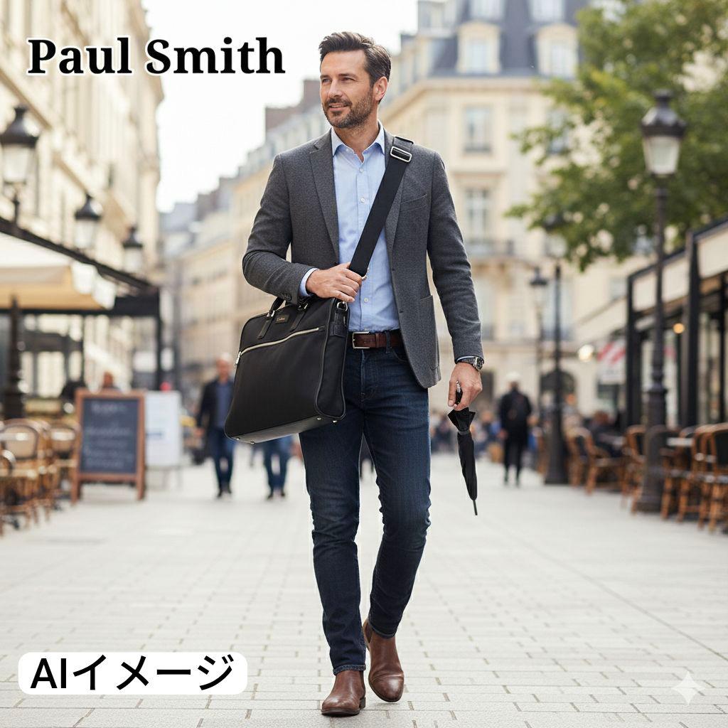 【美品】Paul Smith 2way ビジネスバッグ A4収納 ストライプ