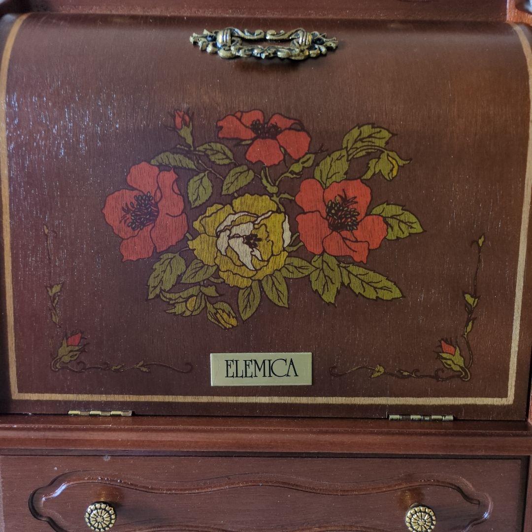 【新品】ELEMICA 薔薇　家具調ジュエリー宝石箱　オルゴール　アンティーク