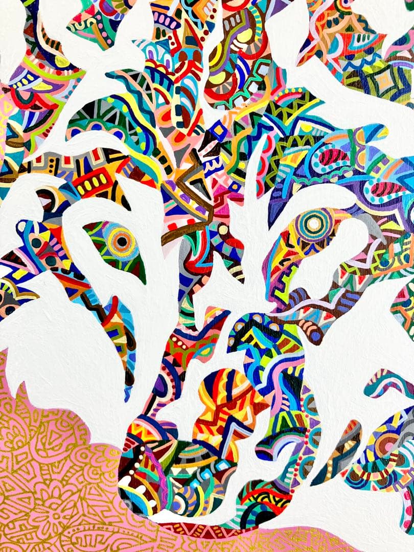 値下げ　原画　狼　動物画　絵画　アクリル画　現代アート　細密画　一点物　手描き