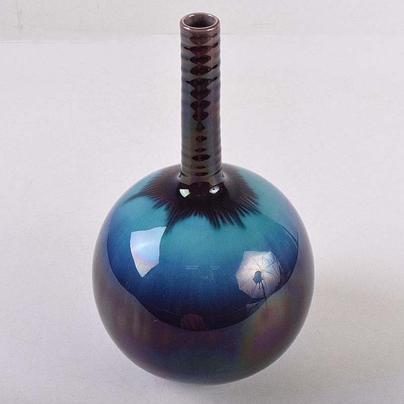 九谷焼　人間国宝　徳田正彦（三代徳田八十吉）　彩釉　花生　M　R8912