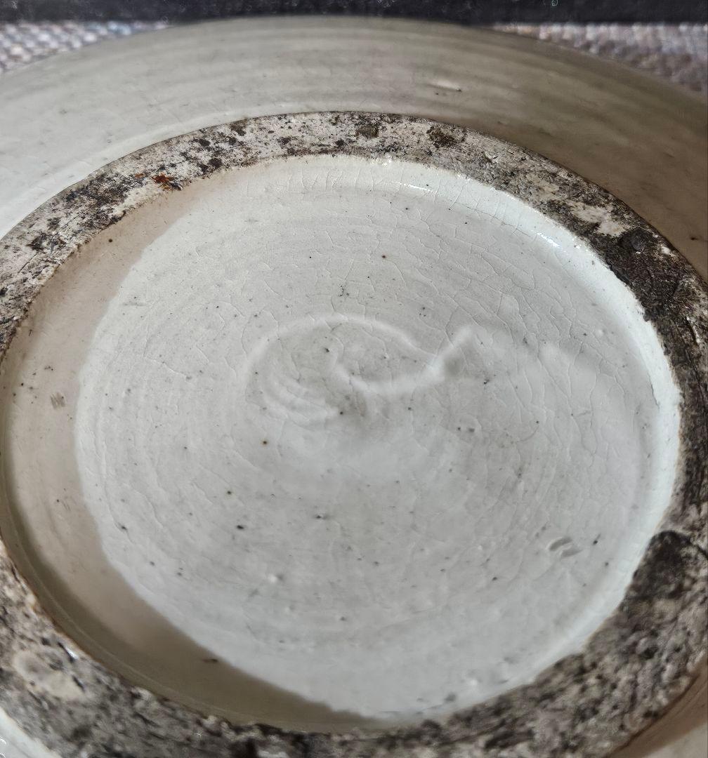 江戸時代末期〜明治時代初期　古瀬戸　呉須絵付　吹墨技法　月にすすき図　石皿　絵皿