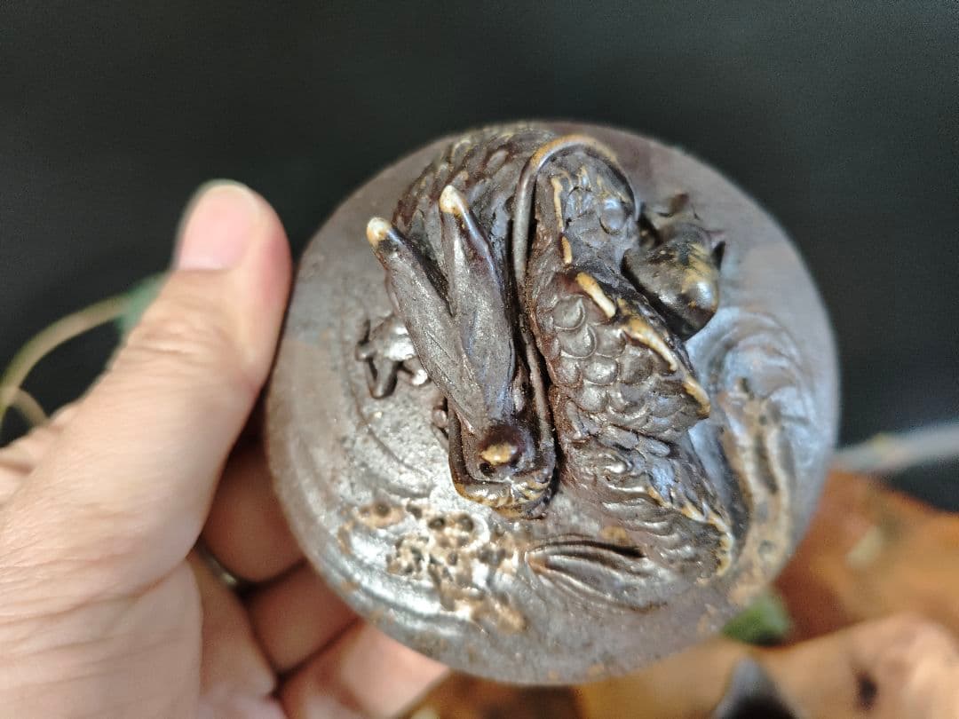 備前焼 龍細工 宝瓶 A017 銘品 作家作備前焼龍摘宝瓶