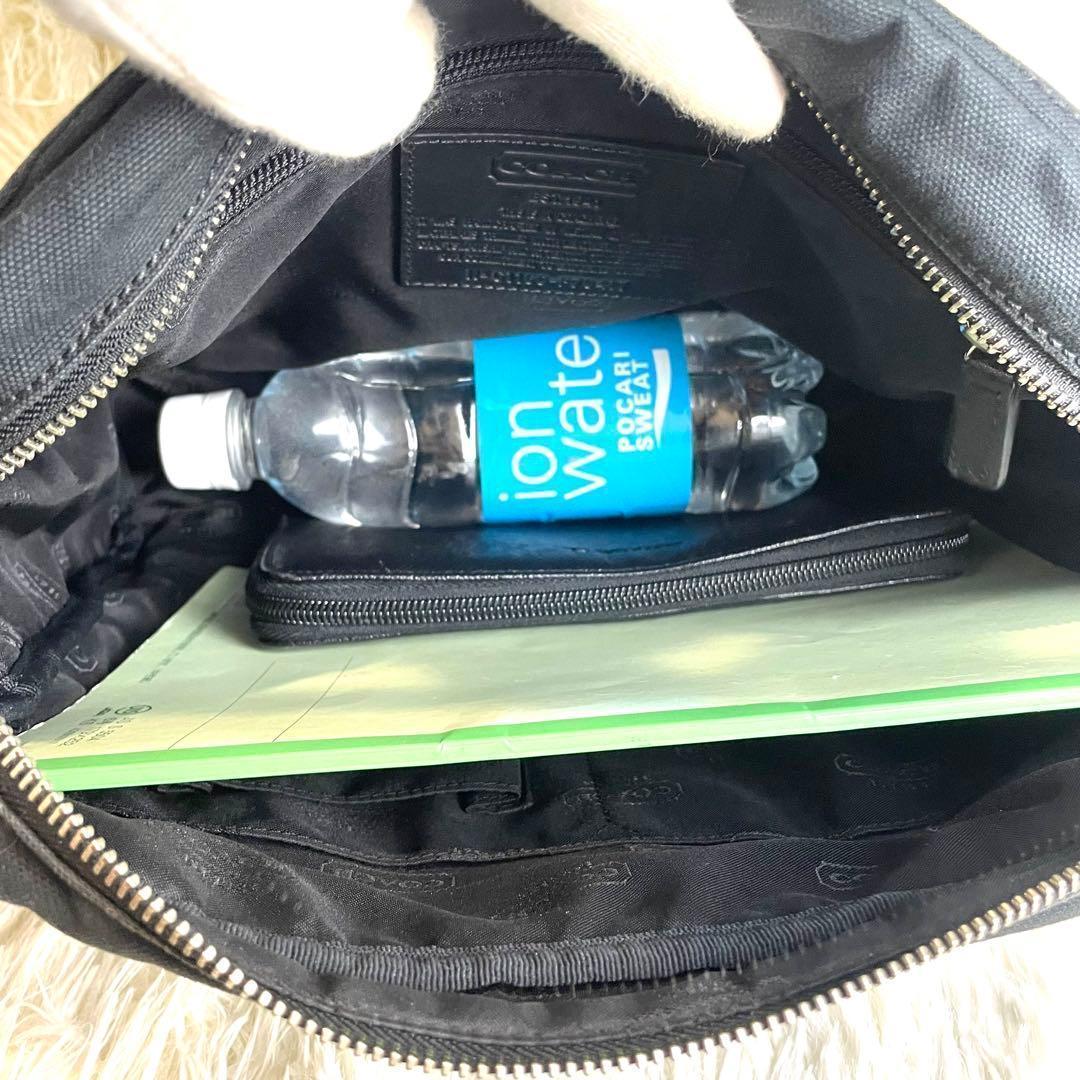 【極美品】コーチ ショルダーバッグ メッセンジャーバッグ レザー キャンバス 黒