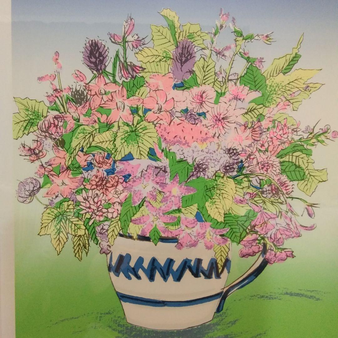 真田あきらシルクスクリーン版画「春・花」額寸縦57cm x 横41cm