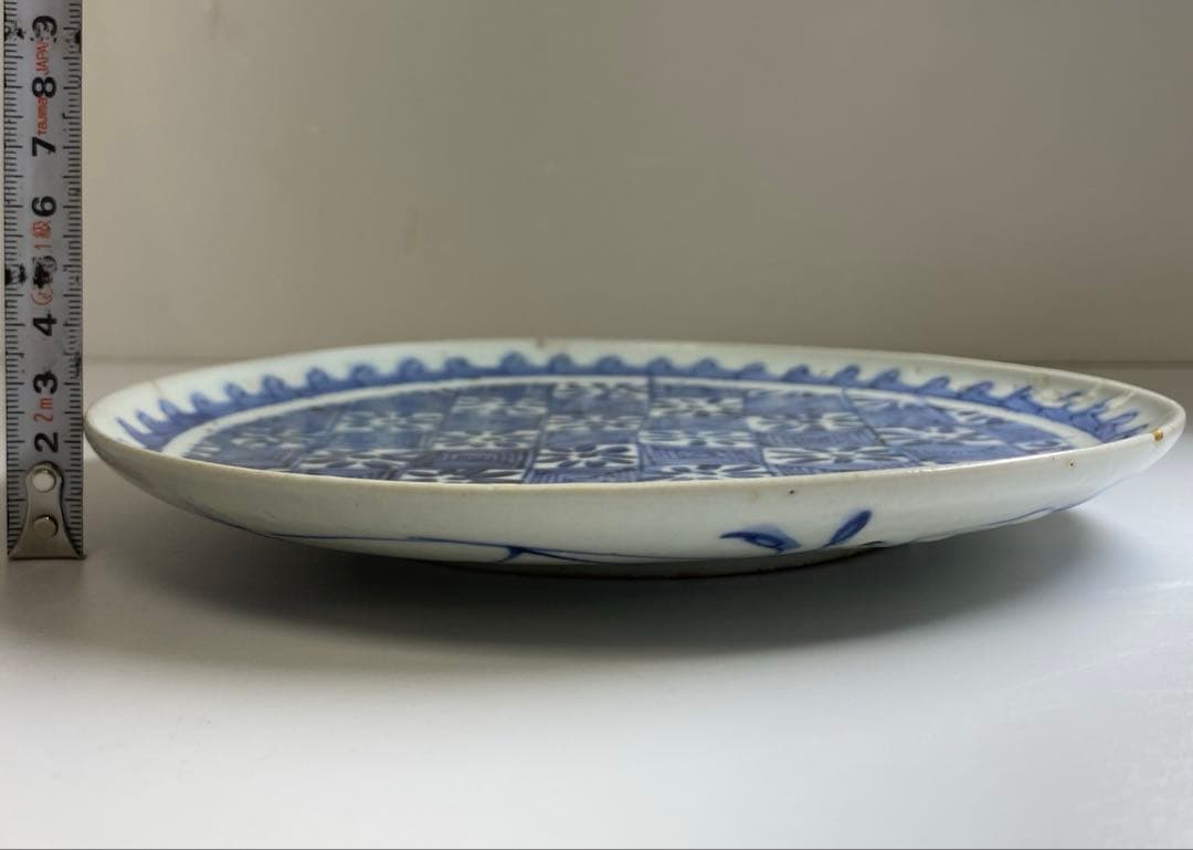 江戸初期 上手初期伊万里 染付中皿 合箱 約20㎝ 東Y7-0331☆2Fトトヒ