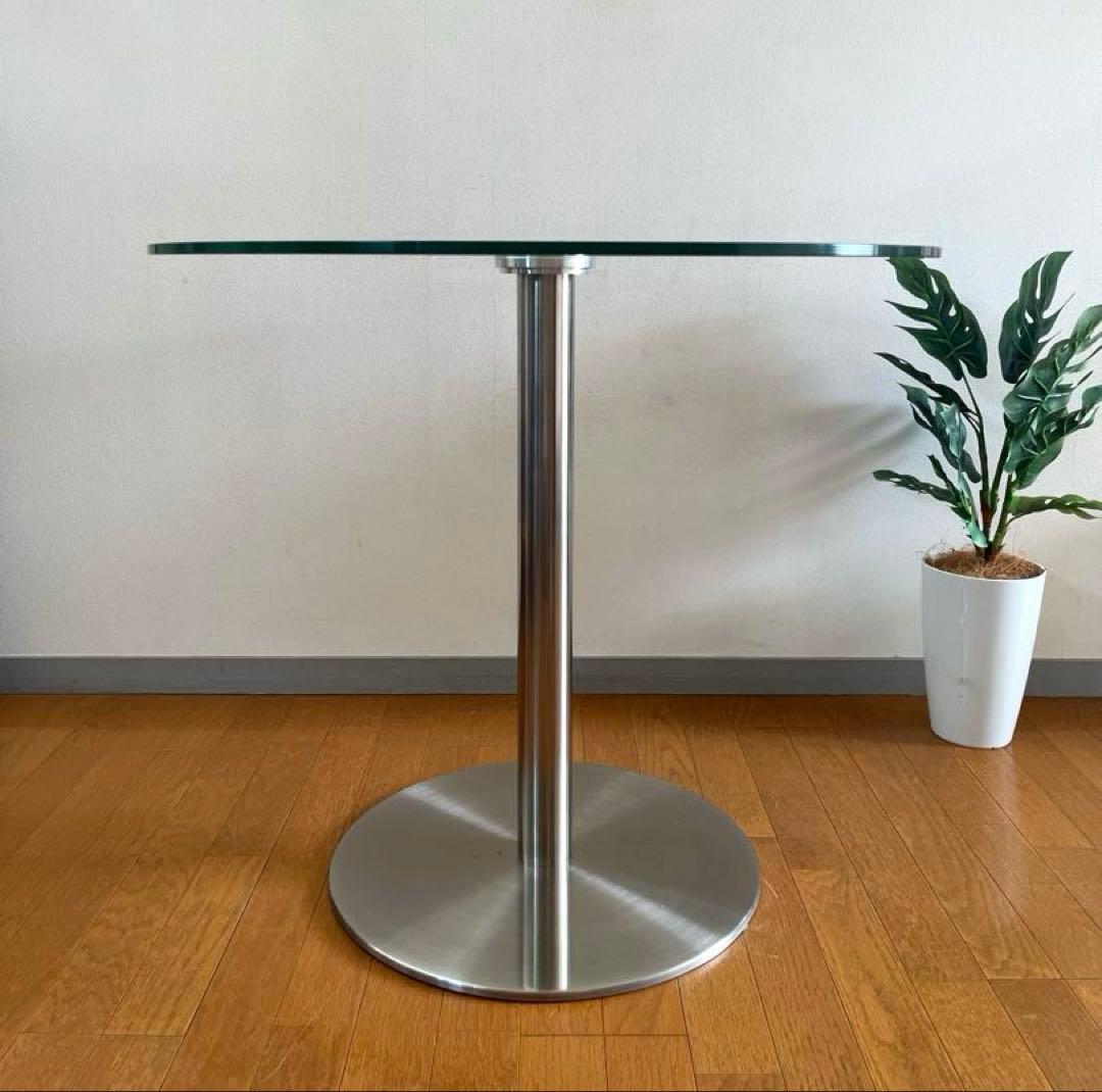 モダンスタイル　ガラステーブル　φ800 ミッドセンチュリー　ダイニング　カフェ