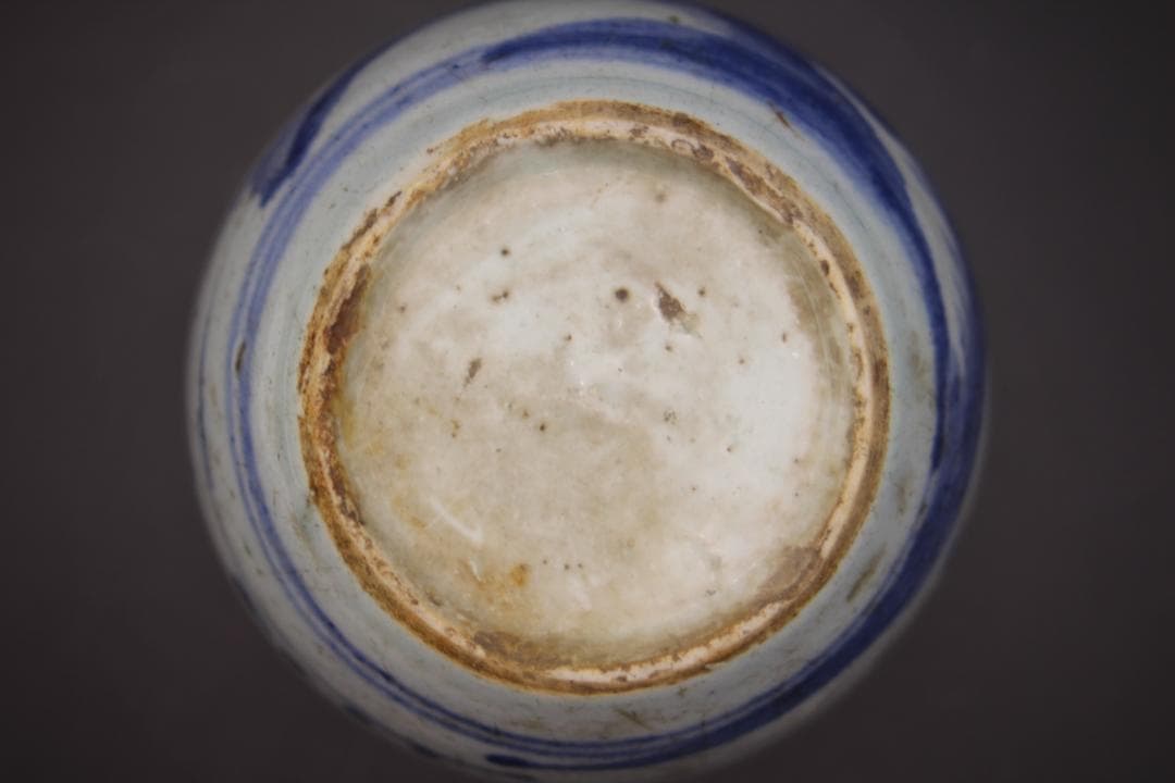 海】古染付 清中期 人物山水絵小壺 本物保証！ 骨董品 時代品 美術品