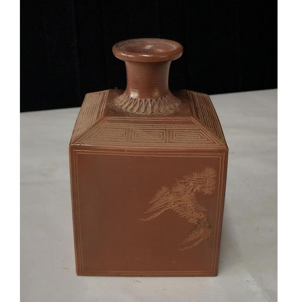 e2842 古備前 升徳利 松 角徳利 在銘 備前焼 酒徳利 (e1716)