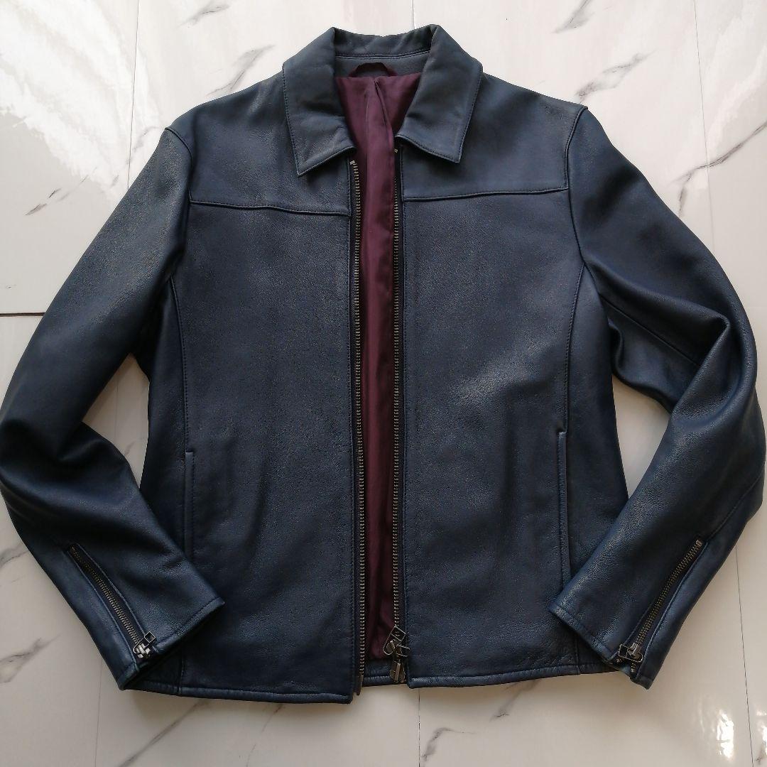 極美品】コムサイズム ラムレザージャケット シングルライダーズ