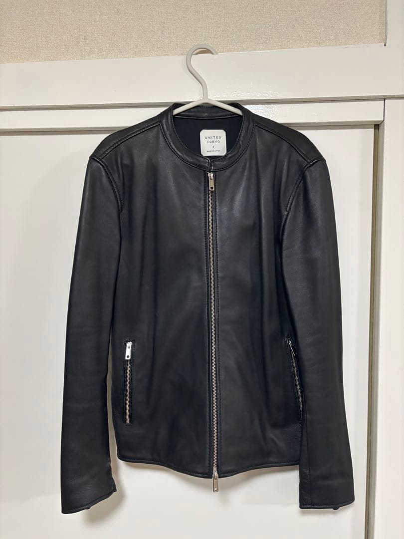UNITED TOKYO ブラックレザーシングルライダースジャケット サイズ3