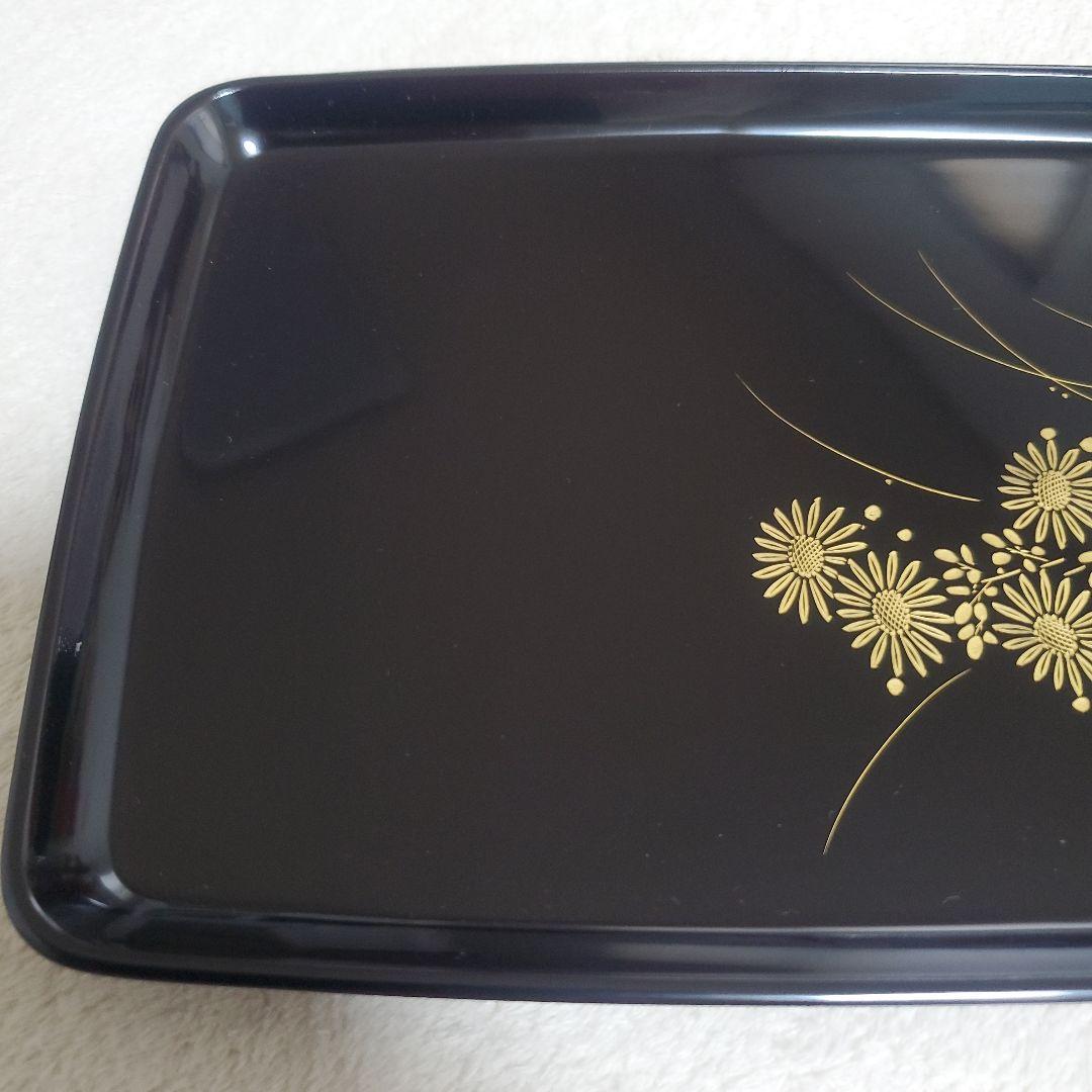 輪島塗 皿 黒 金色花柄 専用箱付き