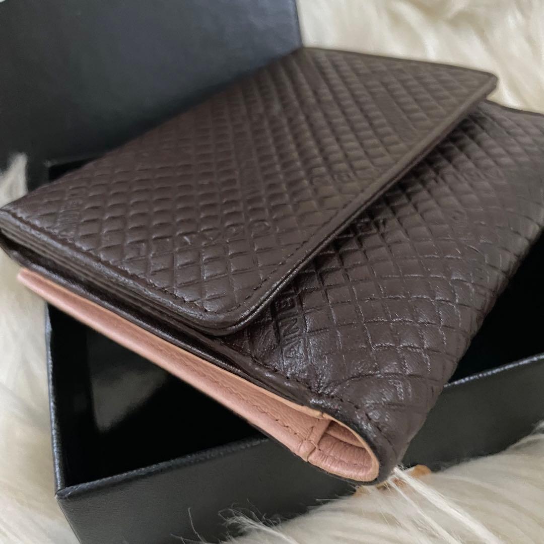 CHANEL シャネル マイクロチョコバー 二つ折り 財布 茶 ピンク 正規品