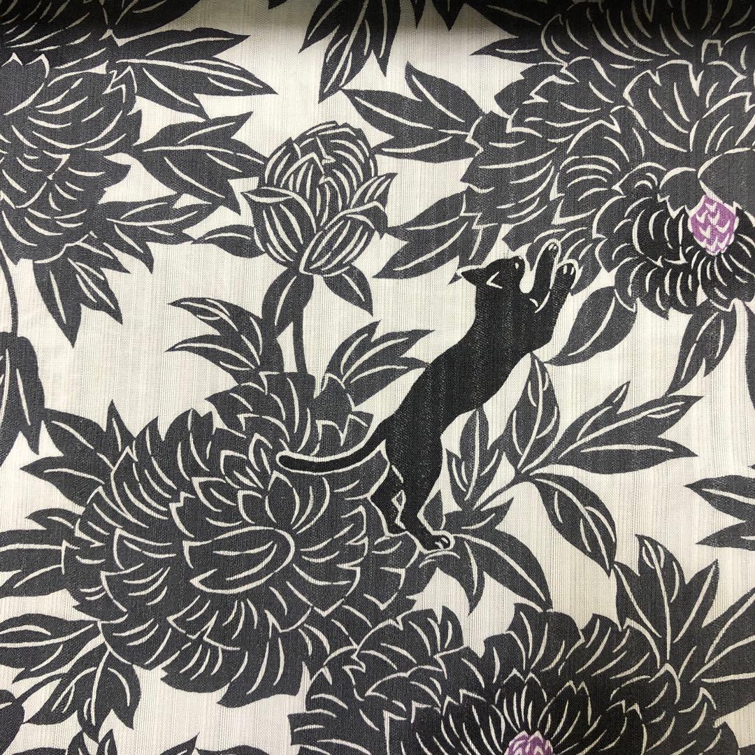 綿 浴衣 反物 撫松庵 日本製 猫 1074