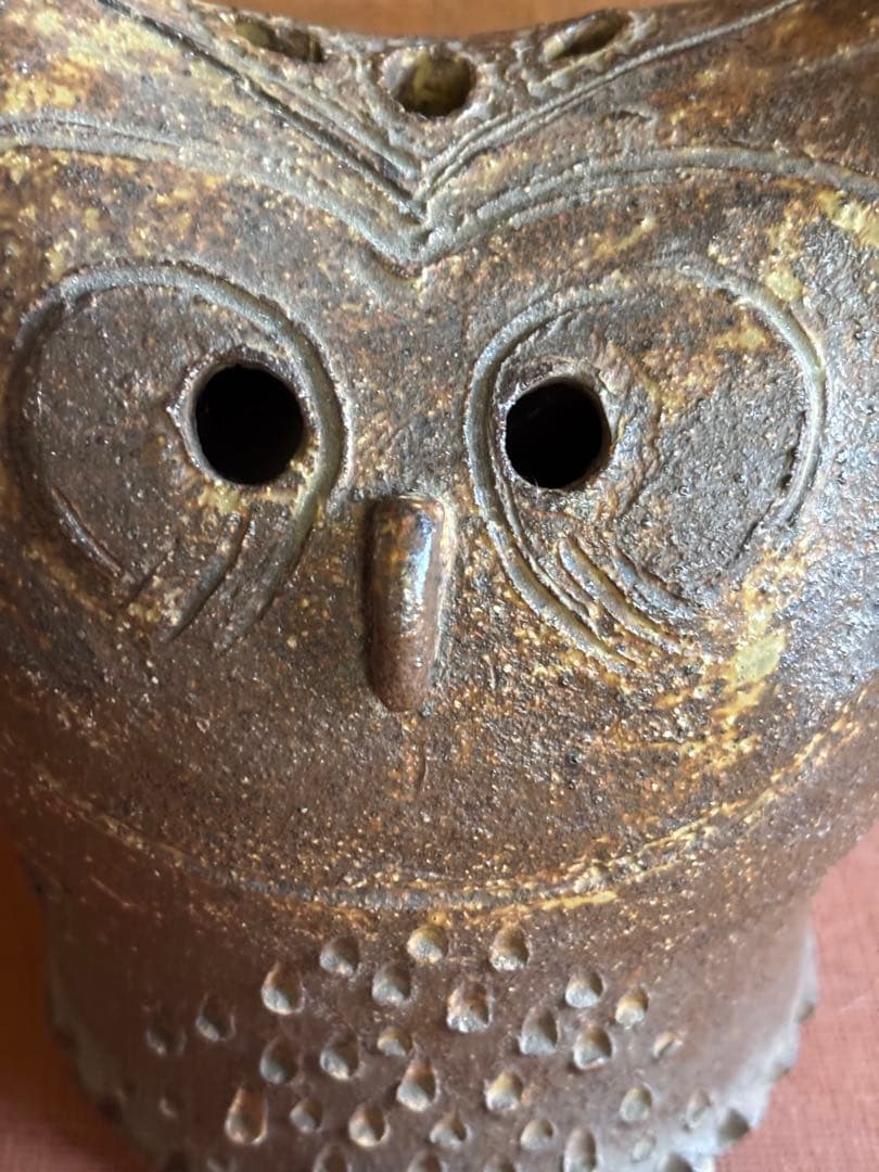 Y．A銘 藁灰釉彫文フクロウ形置物 検不苦労 - メルカリ