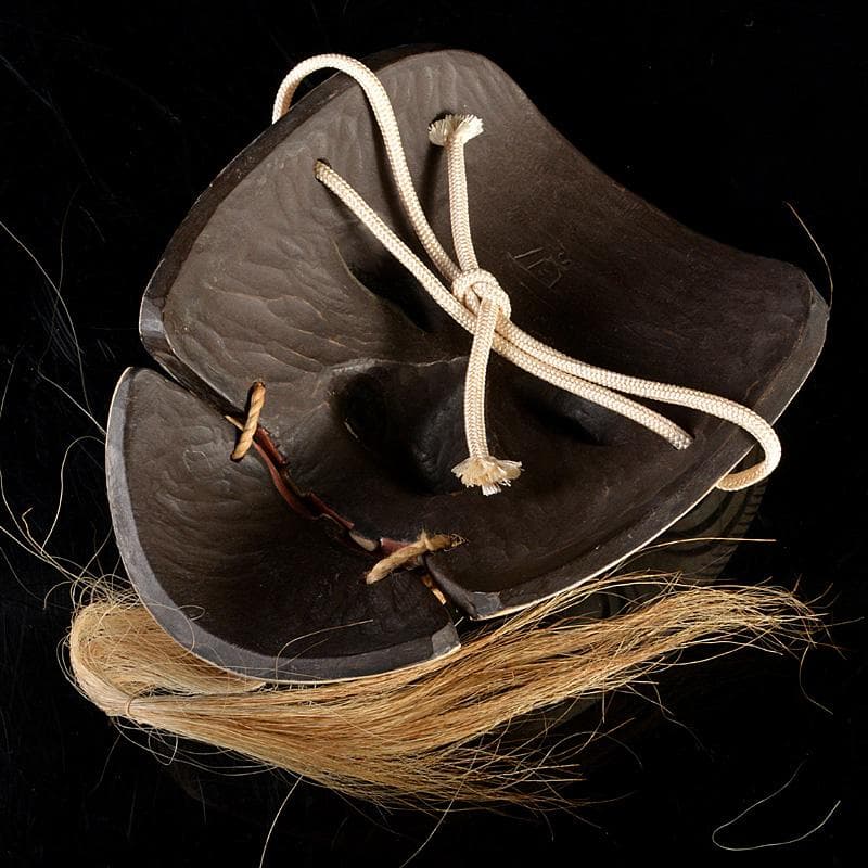 能面 能楽 雅楽 本山道子作 木彫 翁面 面袋付 共箱 M R5355