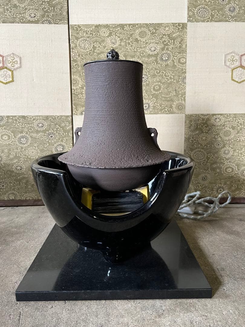 釜師 畠春斎 千筋 富士 尾垂釜 共箱付き 野々田式風炉型