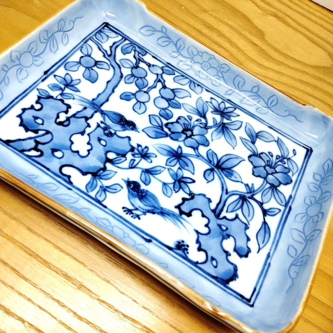 ☆ 加藤利昌 清水焼 染付角皿