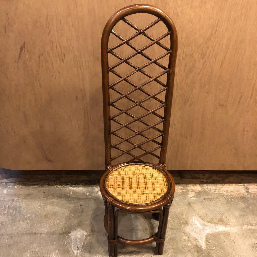 ラタン ハイバックスツール　ミニ椅子　インテリア用　ティスプレイ　花台