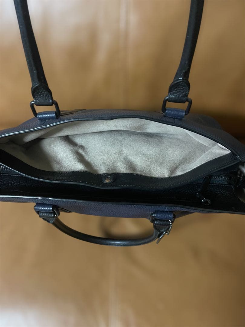 COACH ネイビー ・黒レザー トートバック　A4