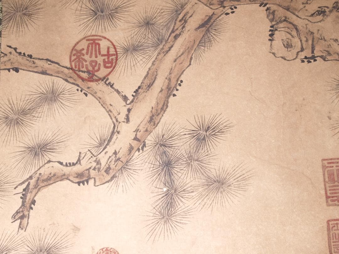 骨董掛け軸】松図 中国李唐 肉筆保證 掛け軸 捲り AK972A12-3 美術品