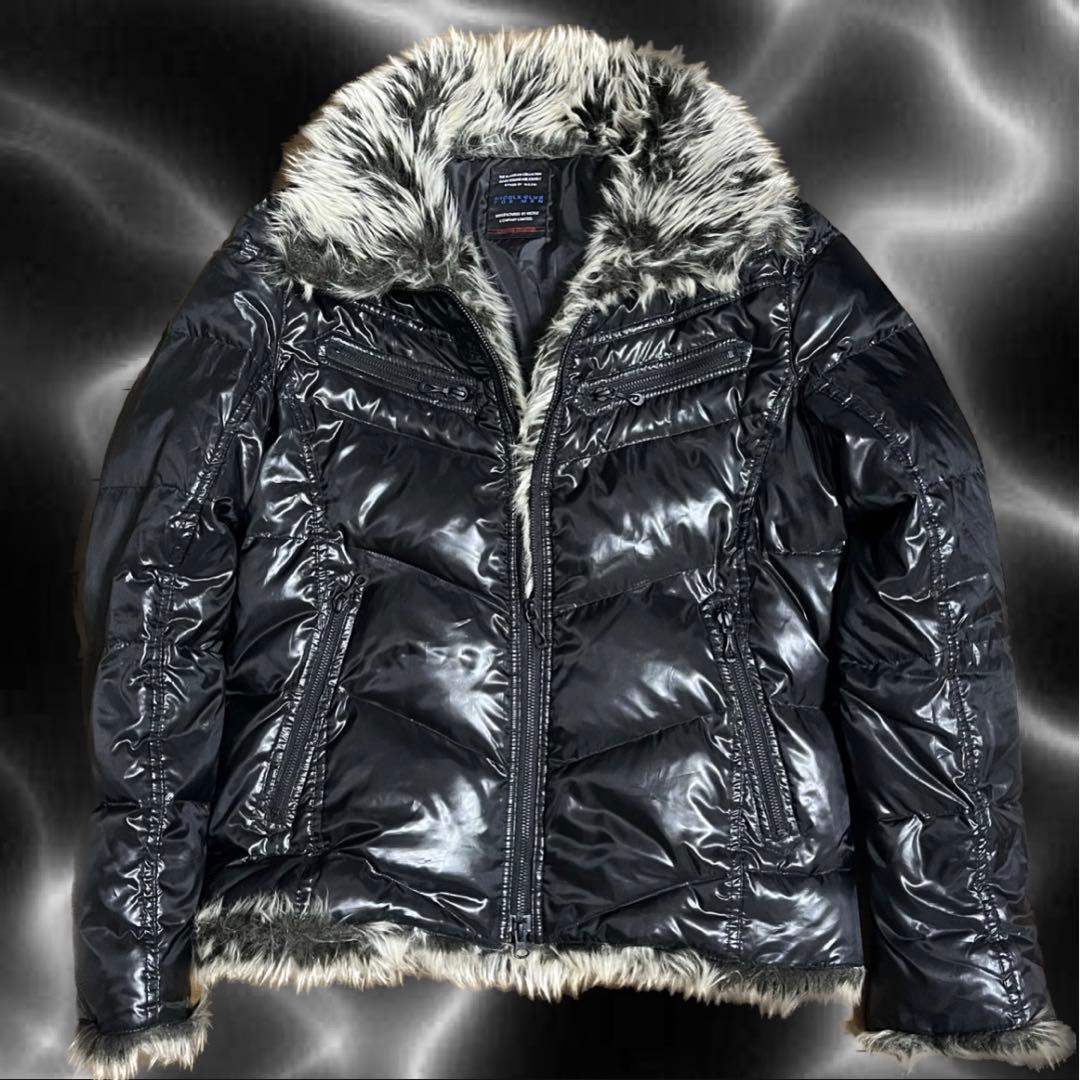 y2k fuga ファー ダウン ジャケット アウター ライダース 平成 お兄系