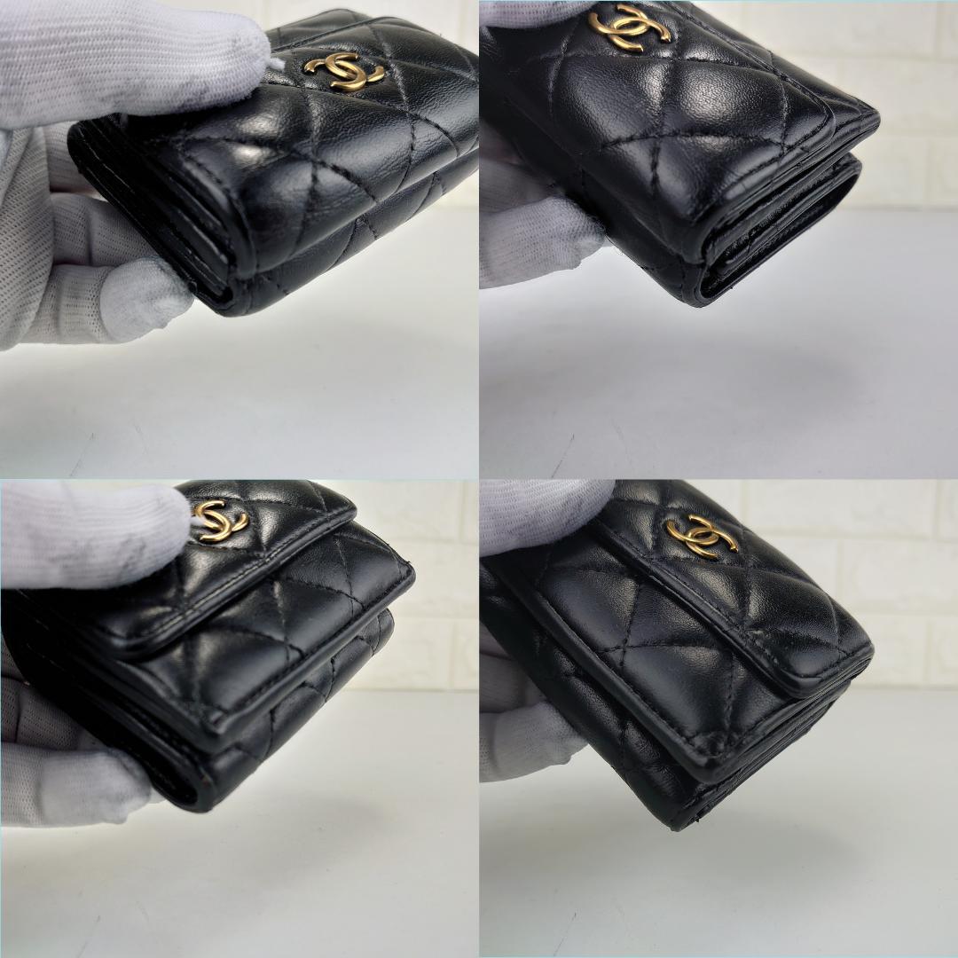 美品】シャネル マトラッセ 三つ折り ナノ財布 【希少・カンボン柄】2197