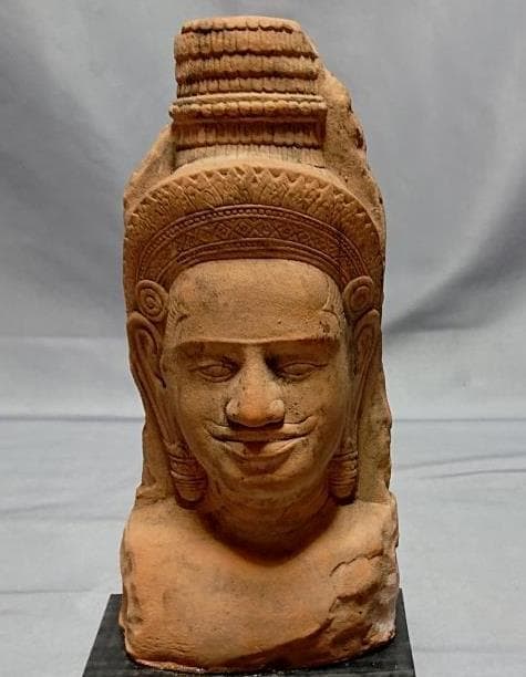 コレクター収集 タイ クメール仏像 頭部 台付の通販はau PAY