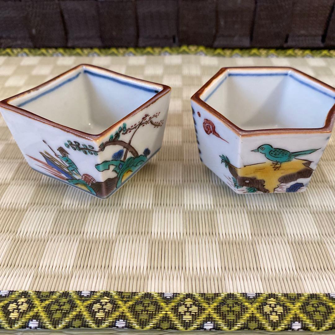 宮本忠夫作　倣古九谷　角銚子・泰山造　倣古九谷　酒盃　九谷焼