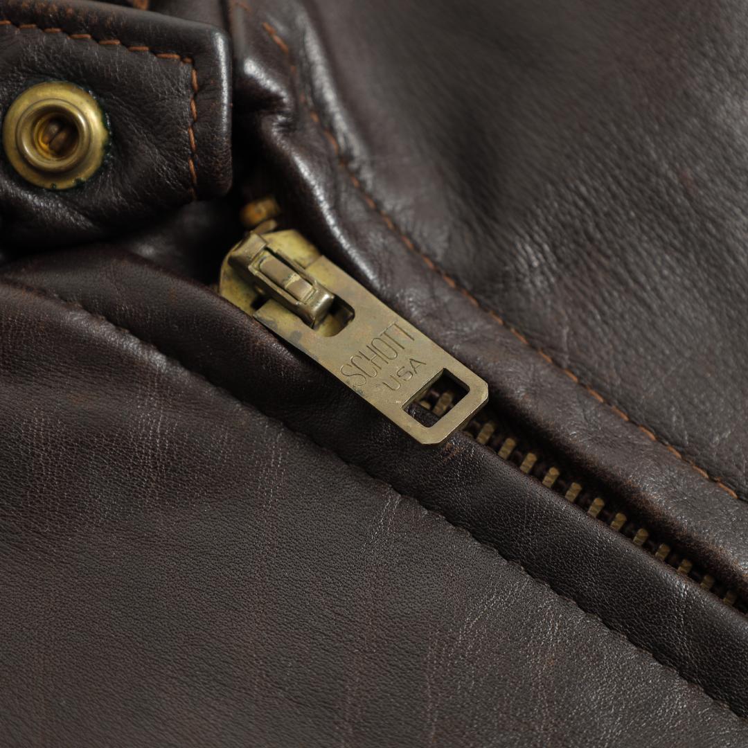 90年代 ショットレザーシングルライダースジャケット ダークブラウン