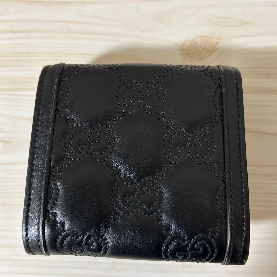 1777-8】 グッチ マトラッセ GG 折り財布 レザー 黒 - メルカリ