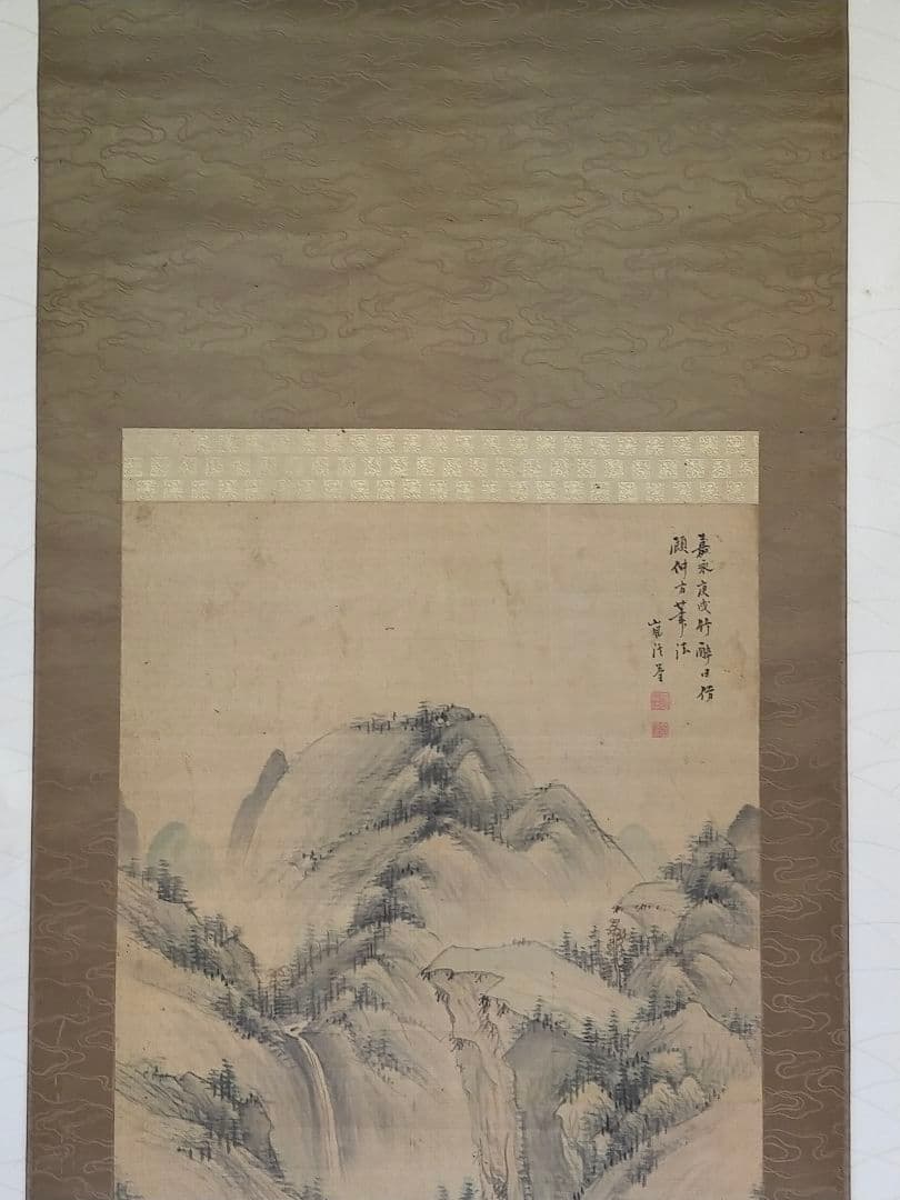 ♥掛軸【長谷川嵐渓】山水図 掛け軸 骨董 古玩 中国