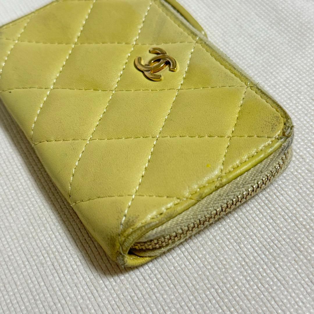CHANEL シャネル ラムスキン 25番台 ケース キーリング イエロー