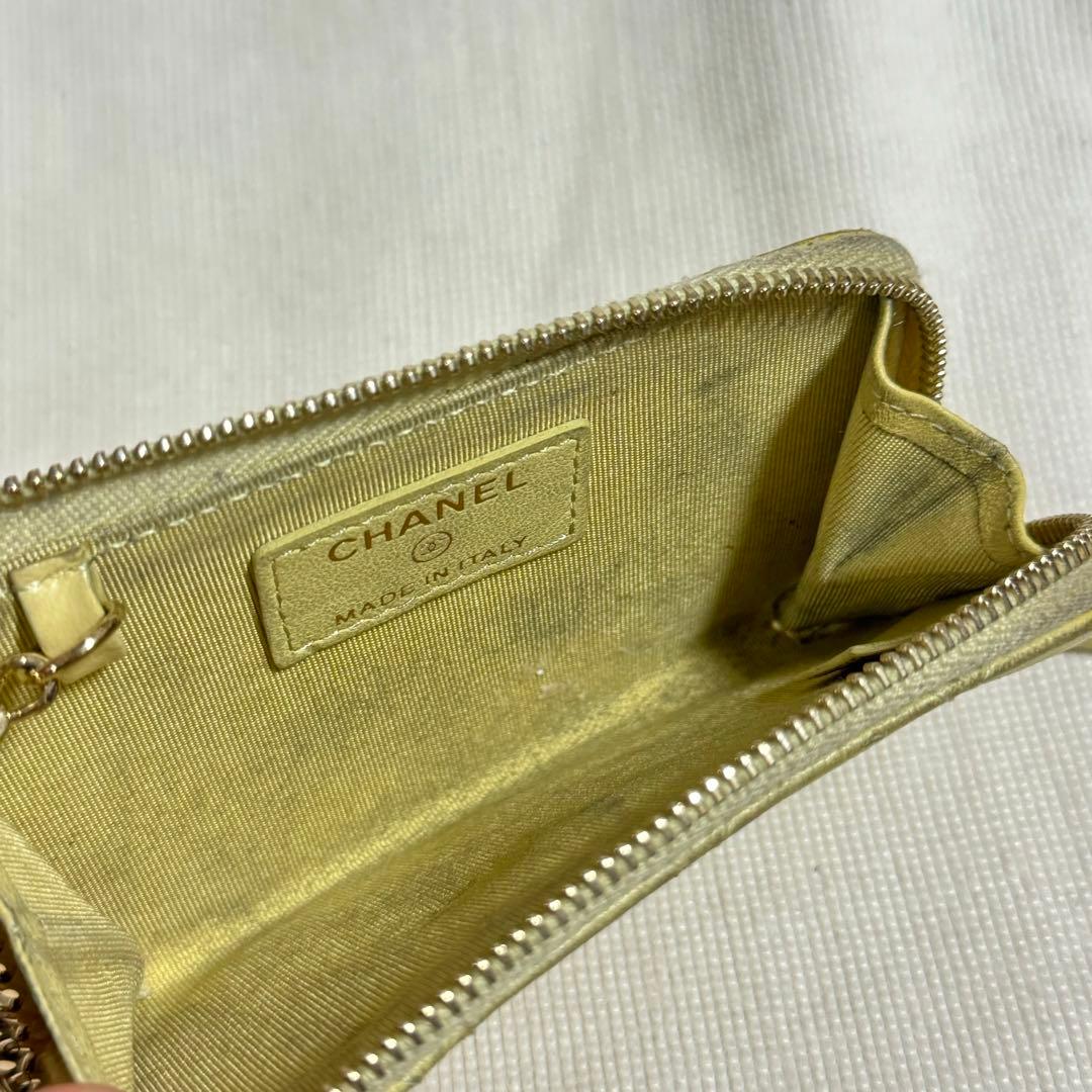 CHANEL シャネル ラムスキン 25番台 ケース キーリング イエロー