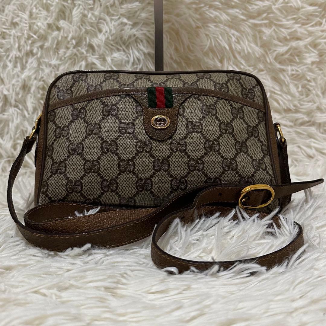 値下げ オールドグッチ GG 金具 レザー ショルダーバッグ シェリーライン