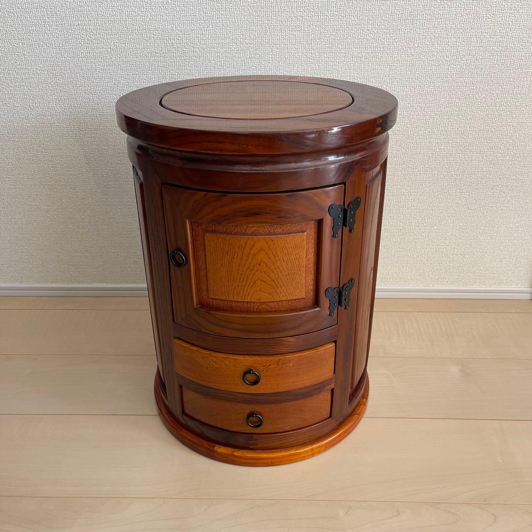 李朝家具 収納付き丸型スツール インテリア アンティーク 家具 レトロ