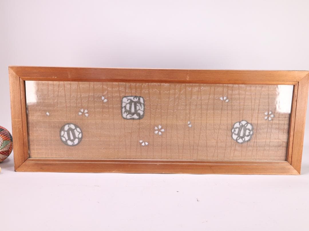 BK181　書院欄間　透かし彫り　さくら図　鍔象嵌　武具　刀剣 和室 茶室