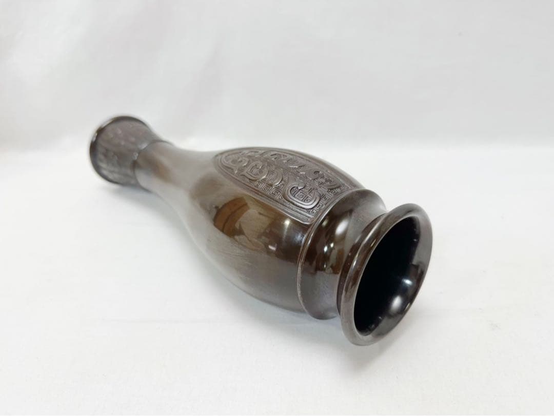 ほぼ未使用 華道具 鋳師 金森浄栄 唐銅花入 銅印 重さ約1.1kg 共箱