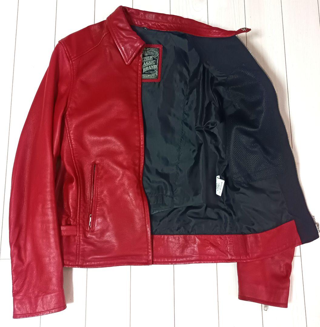 激シブ！】デグナー シングルライダース レッド ラムレザー M