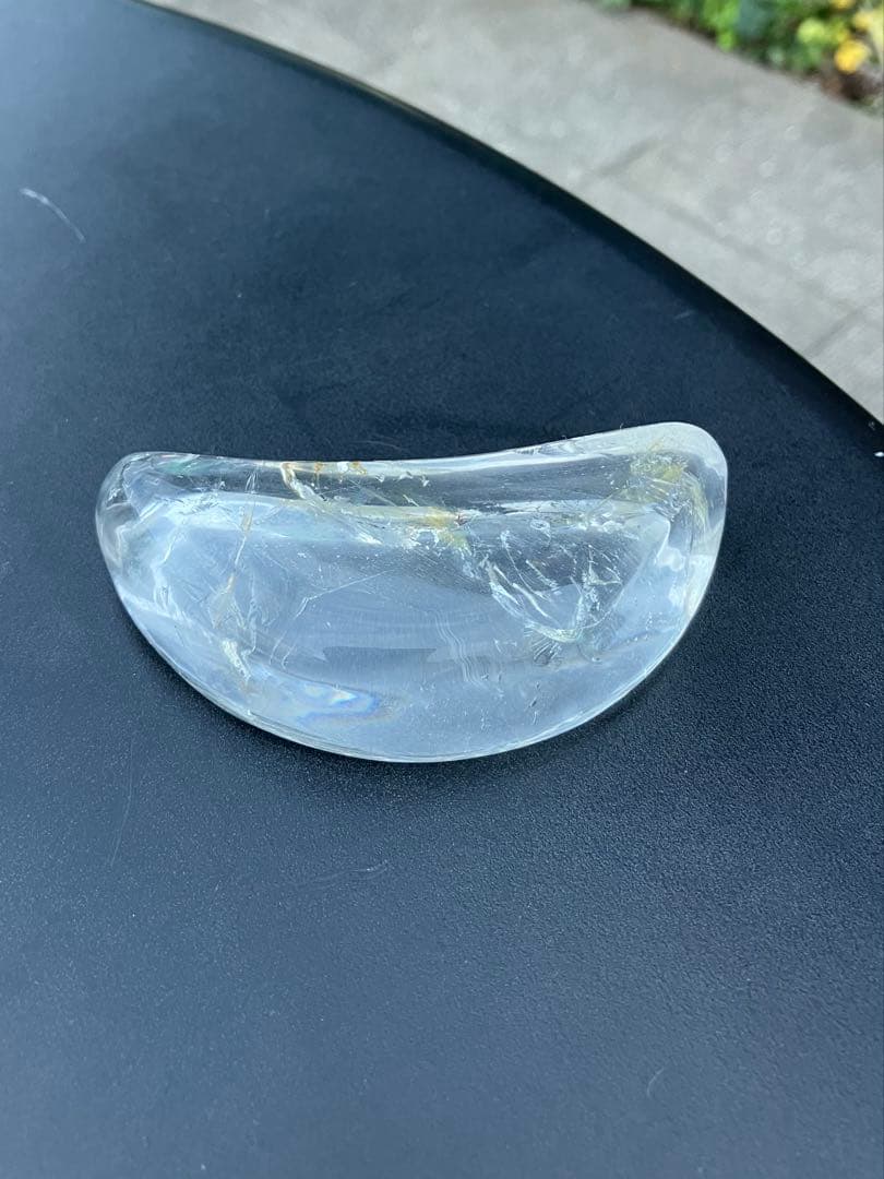 水晶 三日月 モチーフ トレー 虹入り