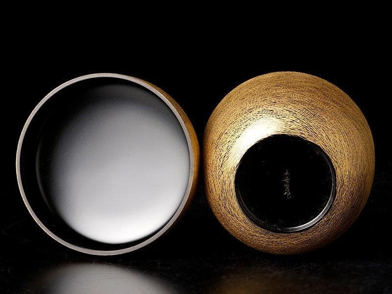 棗 前志芸男作 沈金引松葉之図 茶道具 輪島塗 前志芸