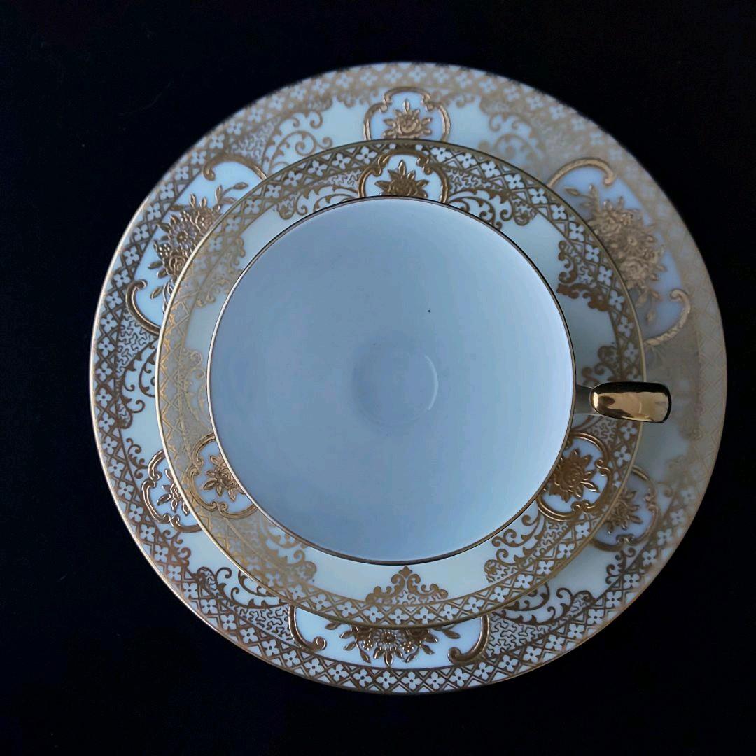 オールドノリタケ 花籠 トリオ 金彩良好 カップ&ソーサー アンティーク