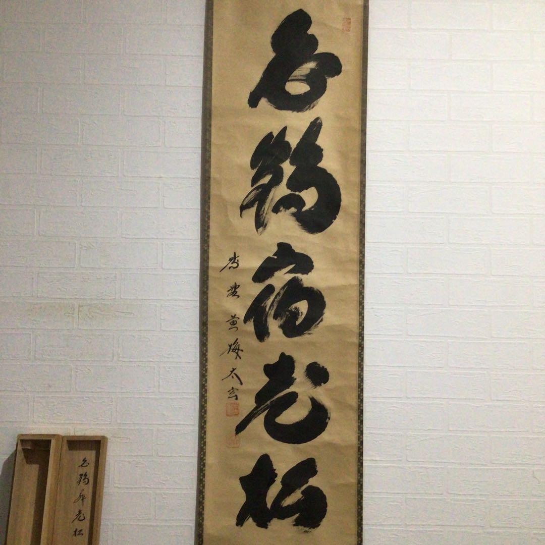 G316 掛軸 大徳寺 小林太玄 『白鶴宿老松』 共箱 『真作』 肉筆