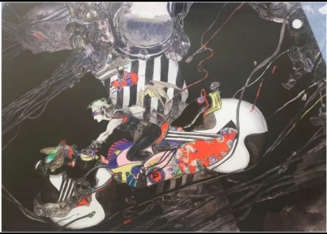 FF7】天野喜孝 クラウド 鉄馬 ハーレー 絵画