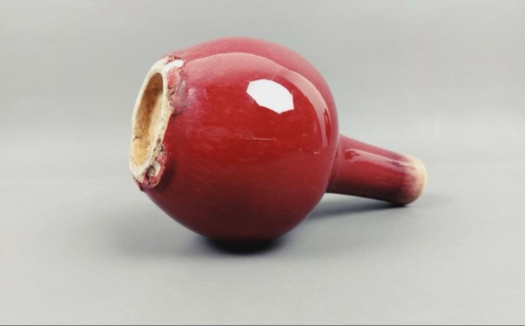 中国古美術品 清の時代 郎窯紅 天球瓶 花瓶 高さ約