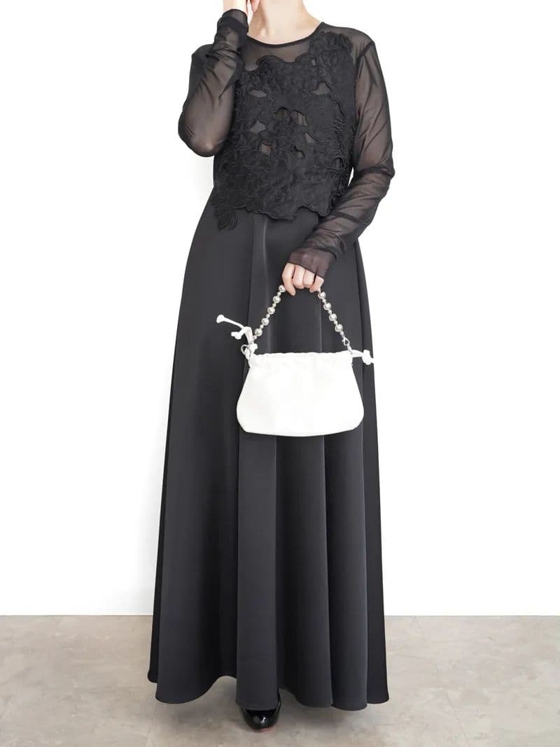 新品タグ付　Ameri UPPER EMBROIDERY FLARE DRESS