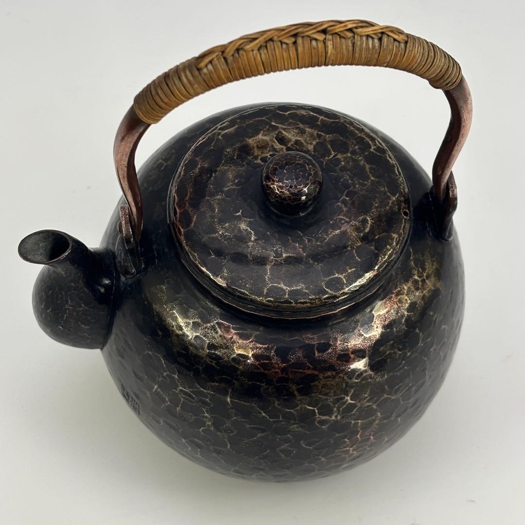 鎚起銅器 銅製急須 竹巻き取手 工芸品