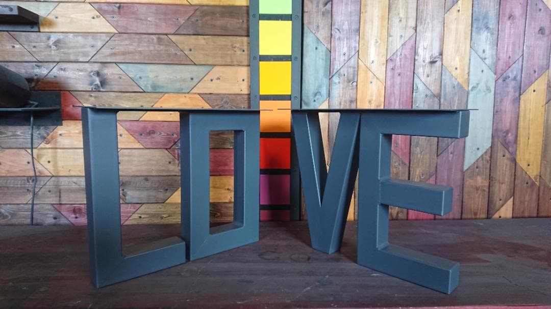 マットグレーでアイアンな極太鉄脚♪ 50×400×350mm LOVE型 2脚 家具